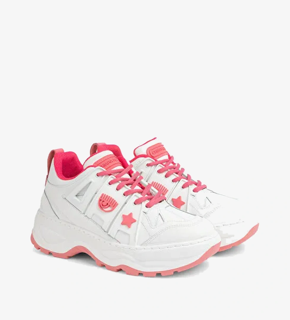 Chiara Ferragni Beyaz-Pembe Kadın Deri Sneaker CF3215_072 - Görsel 1