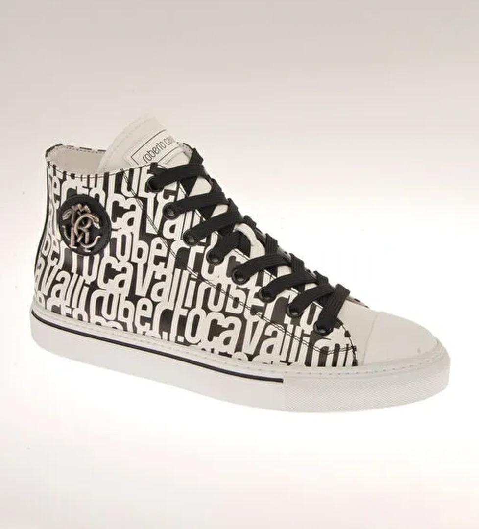 Roberto Cavalli Siyah-Beyaz Erkek Deri Sneaker 20717 - Görsel 1
