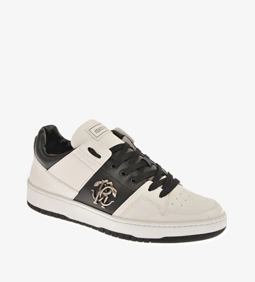 Roberto Cavalli Beyaz - Siyah Erkek Deri Sneaker 20727 - Görsel 1