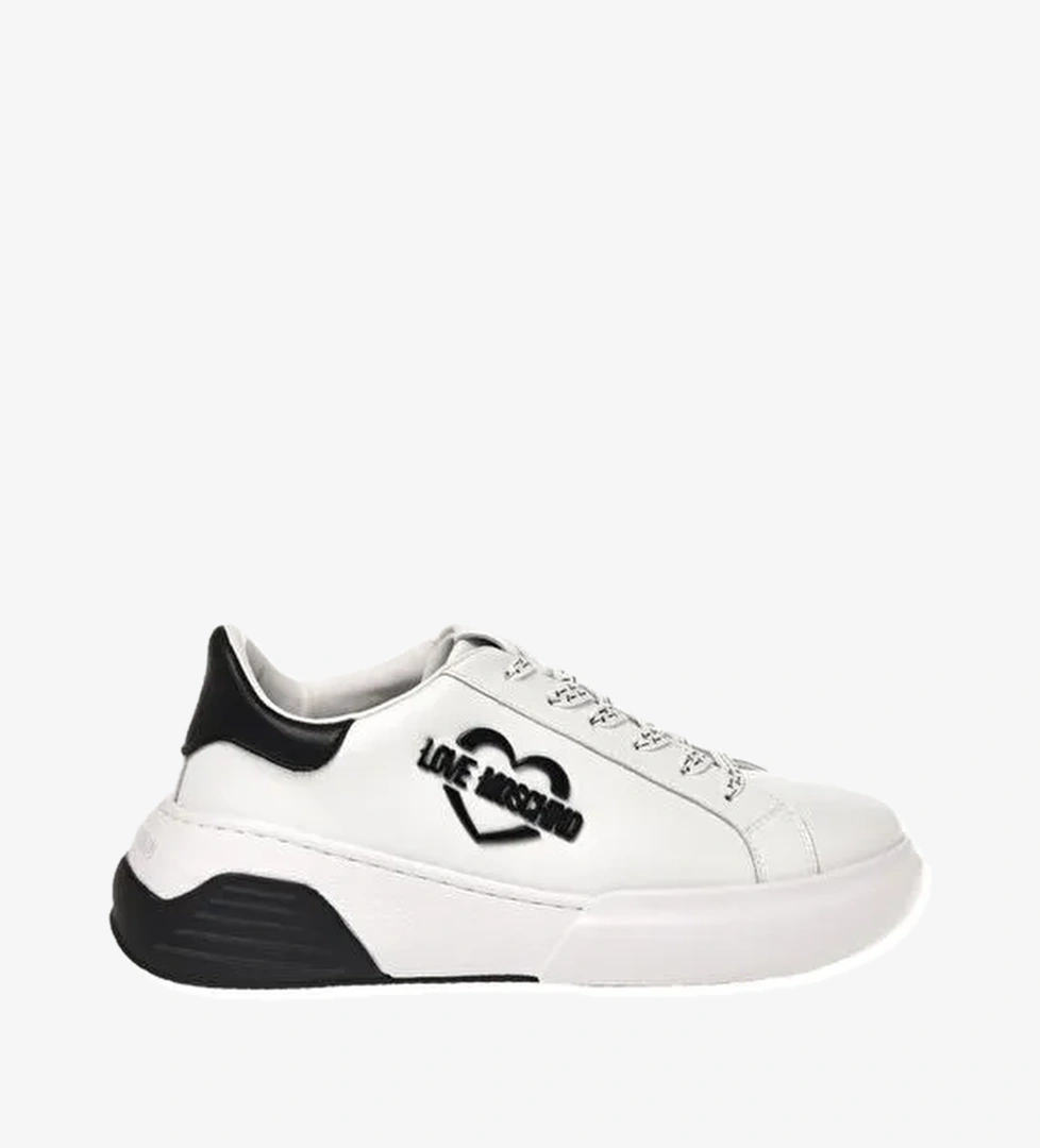 Love Moschino Love Moschino Beyaz-Siyah Kadın Deri Sneaker JA15105G1HIA110A model görseli