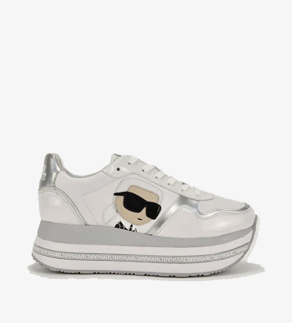 Karl Lagerfeld Beyaz-Gümüş Kadın deri Sneaker KL64930N311 - Görsel 1