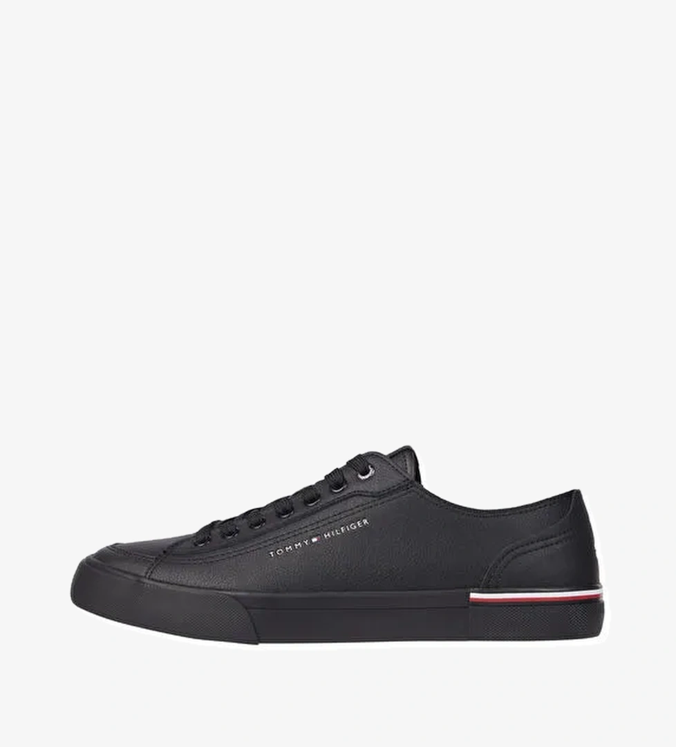 Tommy Hilfiger Siyah Erkek deri Sneaker CORPORATE VULC LEATHER - Görsel 1