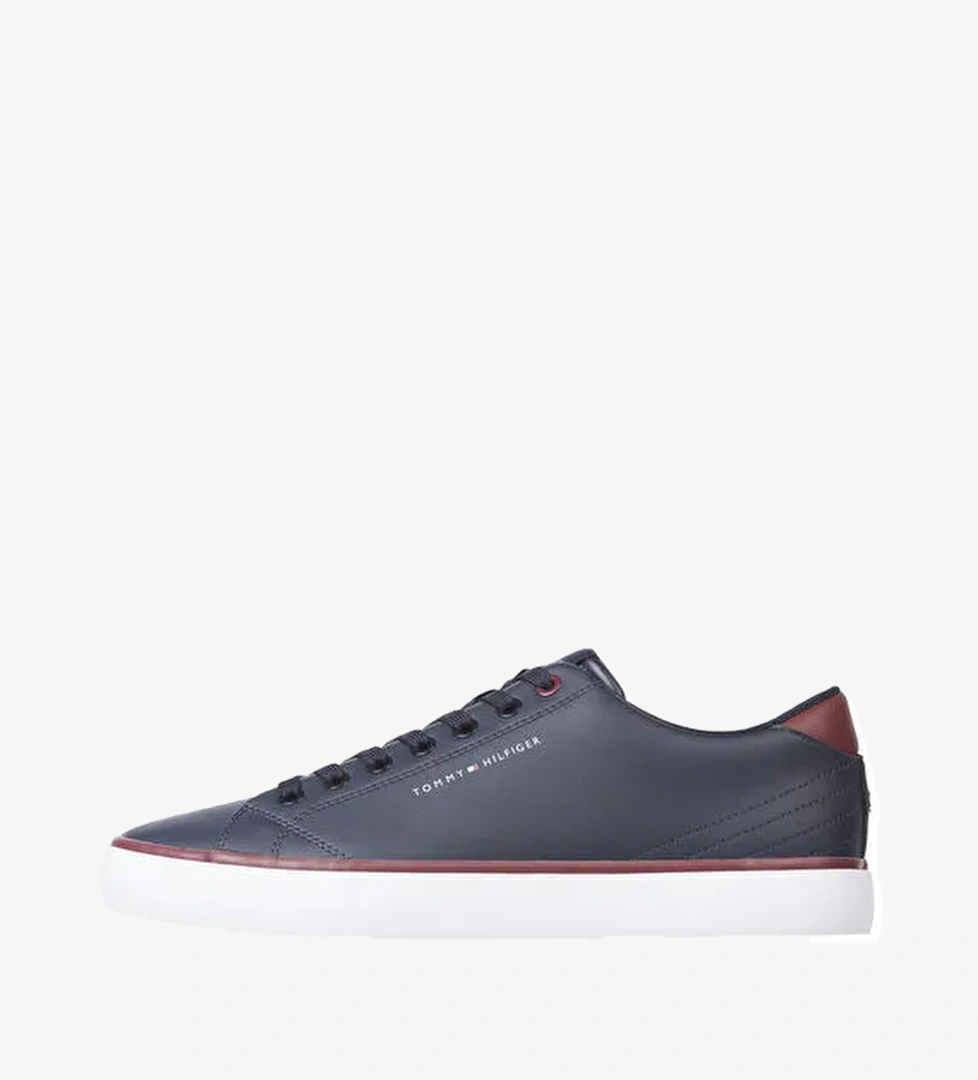 Tommy Hilfiger Tommy Hilfiger Lacivert-Kırmızı Erkek Deri Sneaker TH HI VULC CORE LOW LEATHER model görseli