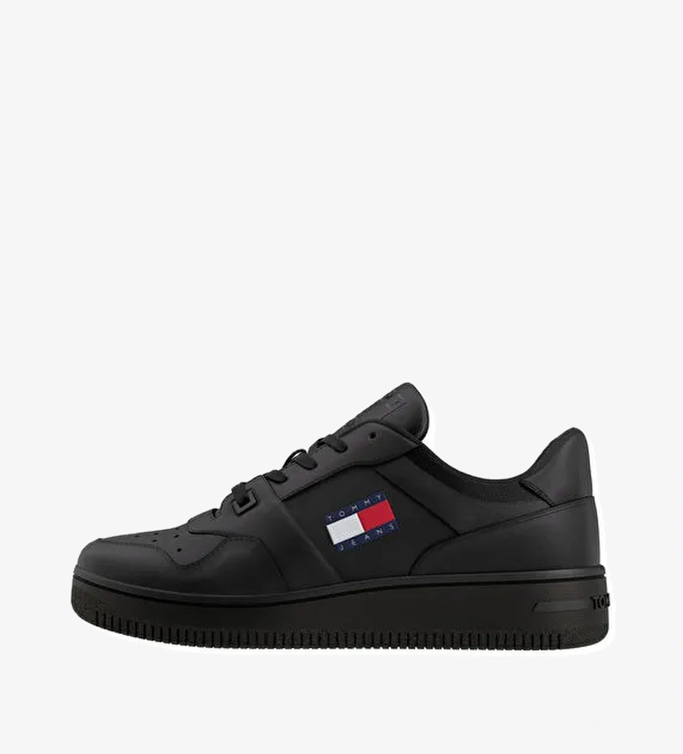 Tommy Hilfiger Siyah Erkek Deri Sneaker TJM RETRO BASKET ESS