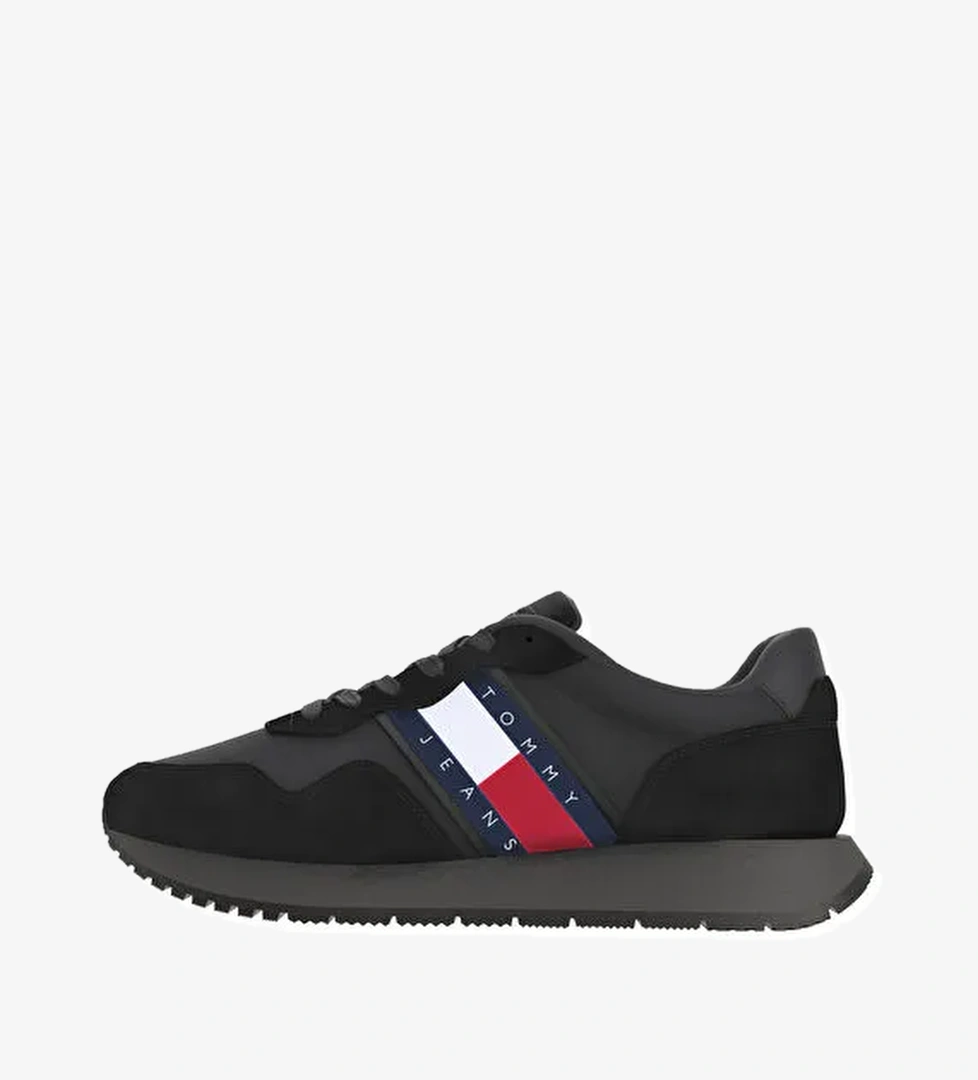 Tommy Hilfiger Siyah Erkek Süet Sneaker TJM MODERN RUNNER