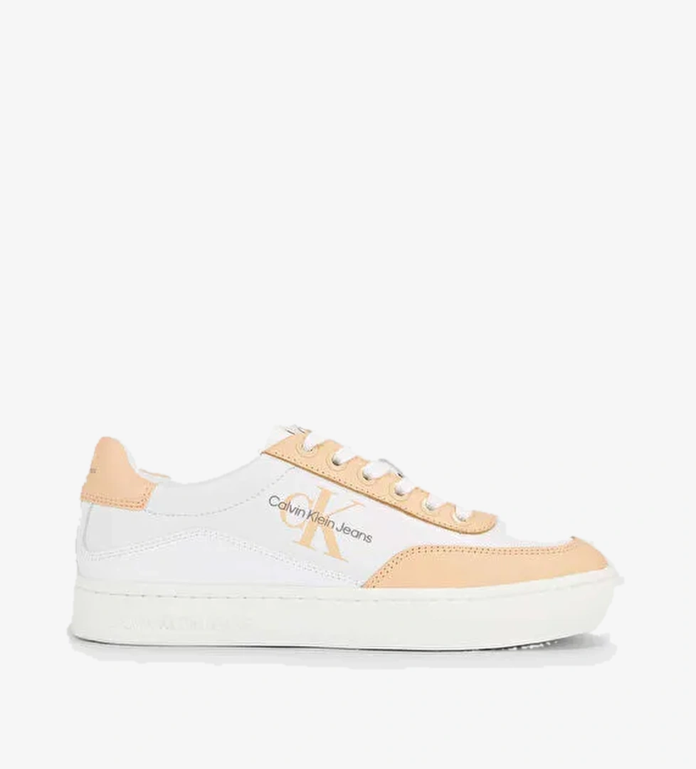 Calvin Klein Beyaz-Turuncu Kadın Deri Sneaker YW0YW0129602S - Görsel 1