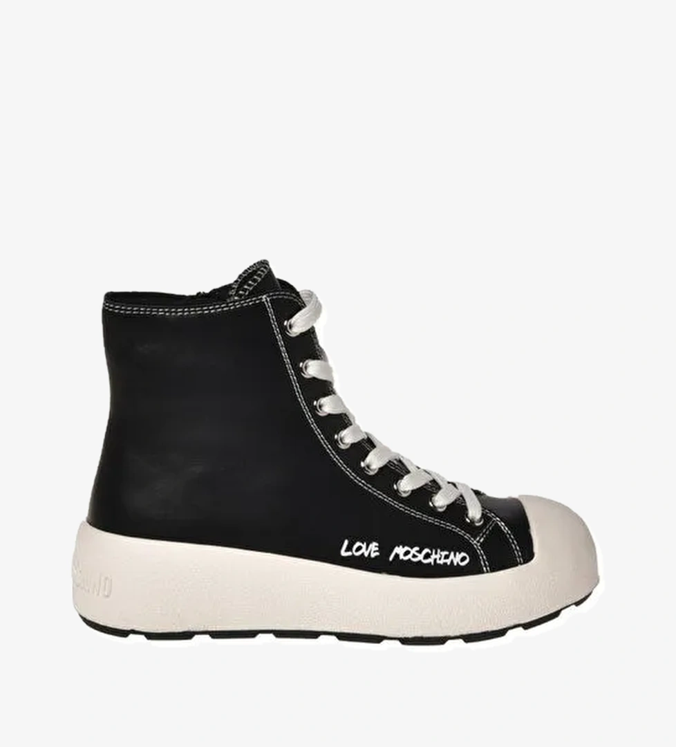 Love Moschino Siyah-Beyaz Kadın Deri Sneaker JA15875G0HIA000A - Görsel 1