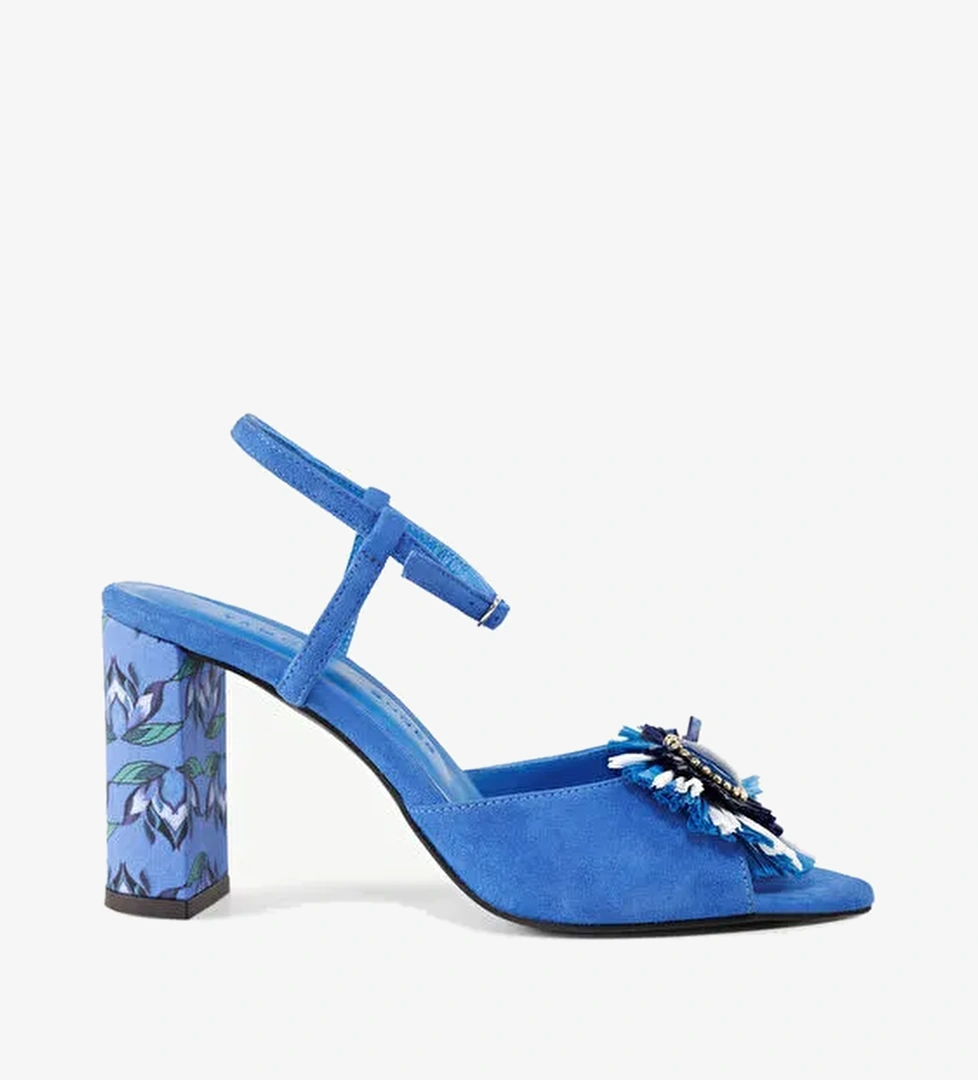 Yargıcı Yargıcı Saks Kadın Süet Topuklu Sandalet 24YKAY4539X model görseli