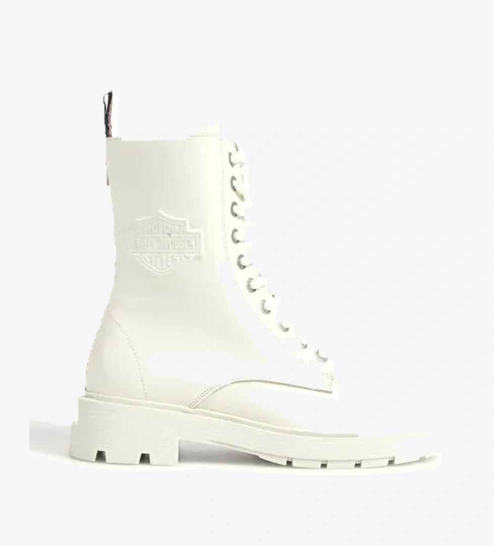 Harley Davidson Kırık Beyaz Kadın Deri Bot 026Z100077