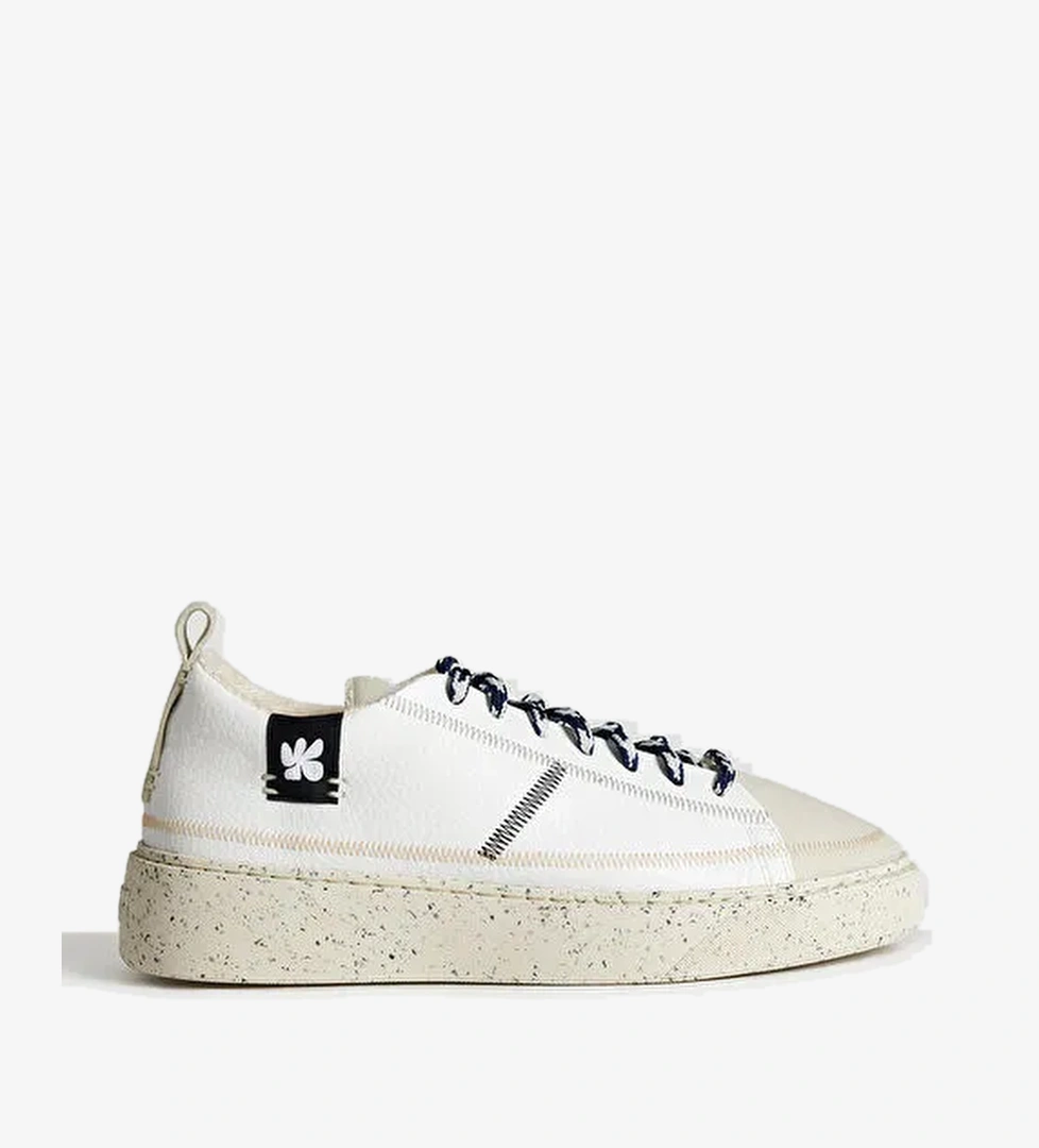 Bonamaso Beyaz - Siyah Doğal Kauçuk + Vegan Deri Erkek Sneaker Antonio - Libre - Görsel 1