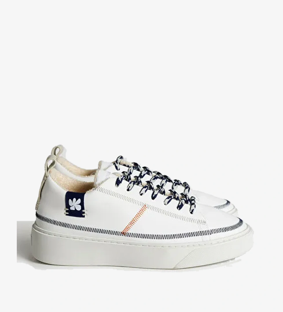 Bonamaso Beyaz-Mavi Kadın Deri Sneaker APT - Görsel 1