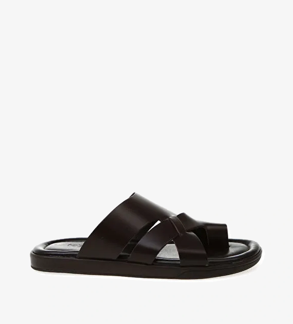 Fabrika Kahve Erkek Deri Terlik PALAWAN - Görsel 1