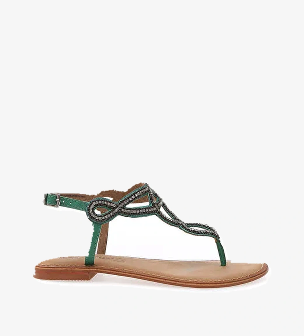 Vero Moda Yeşil Kadın Deri Sandalet VMLIV LEATHER SANDAL - Görsel 1