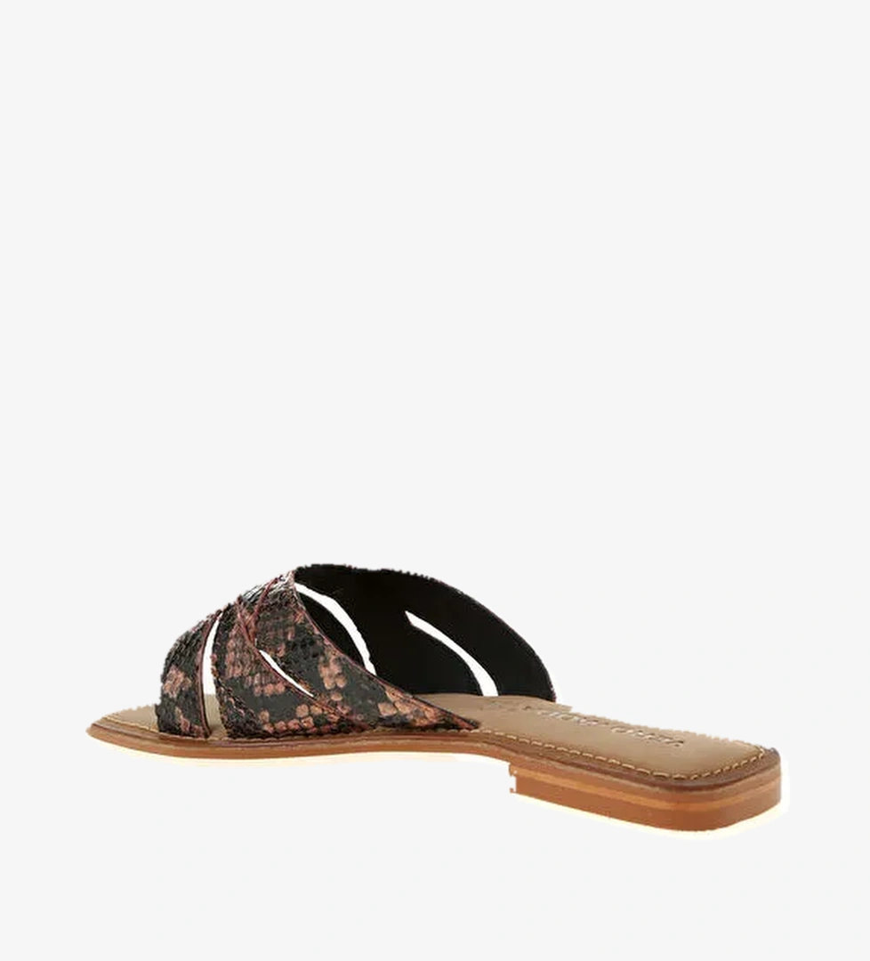 Vero Moda Desenli Deri Sandalet - Görsel 1