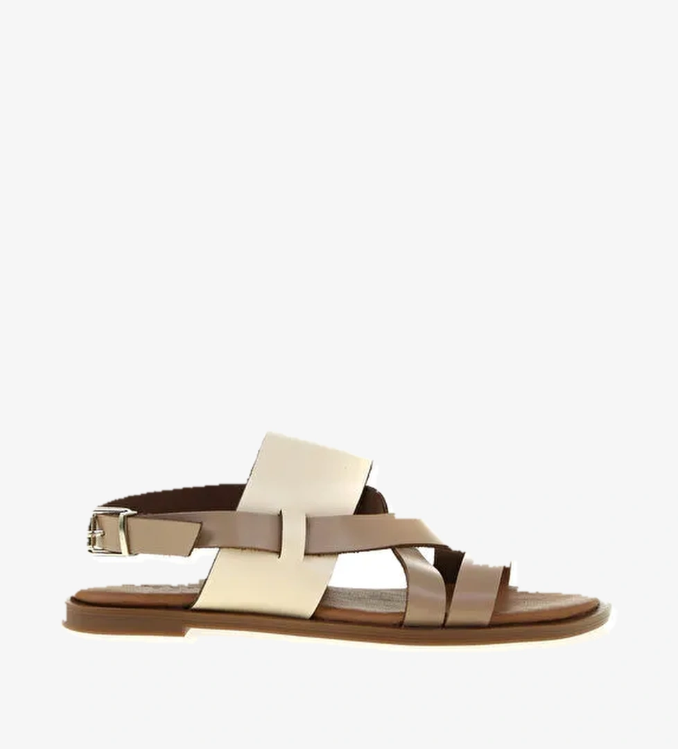 Fabrika Ekru Kahve Kadın Sandalet - Görsel 1