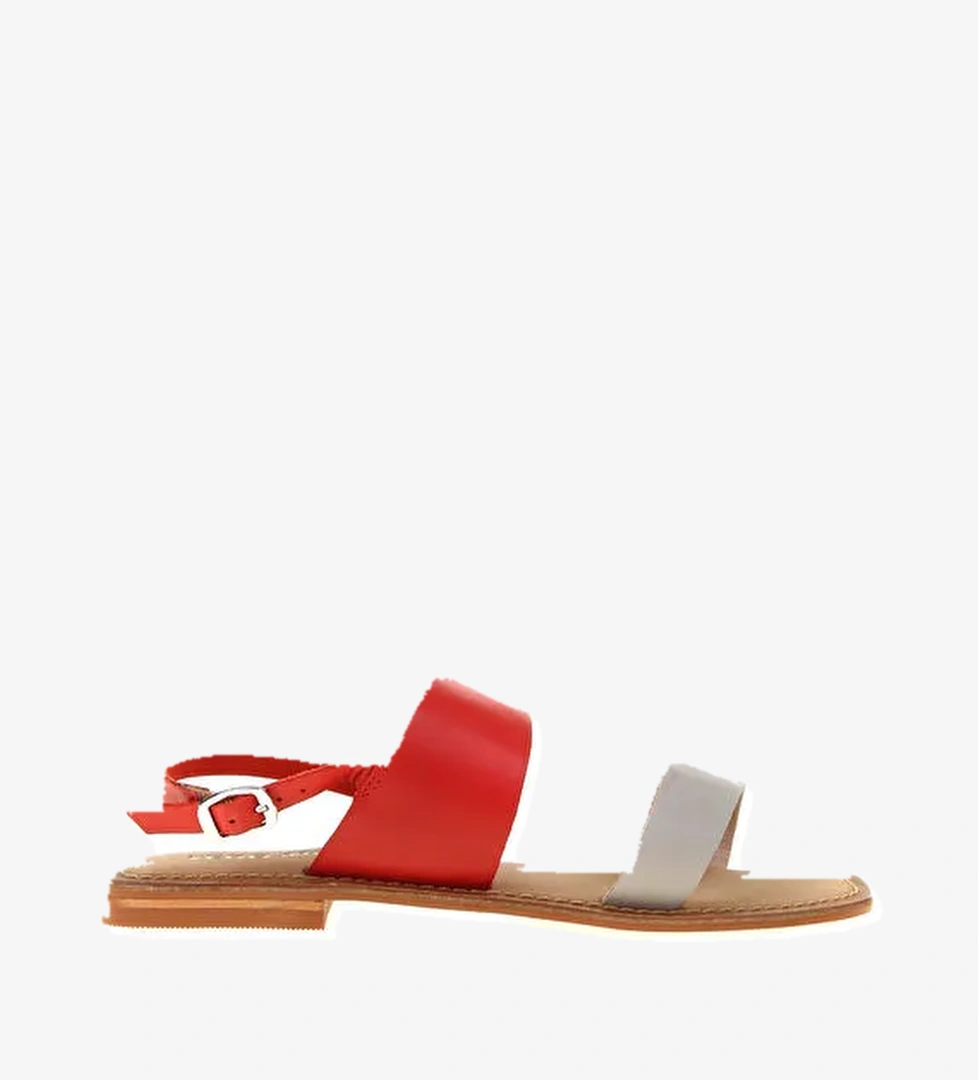 Vero Moda Kırmızı-Beyaz Kadın Deri Sandalet 10228798 Kırmızı - Görsel 1