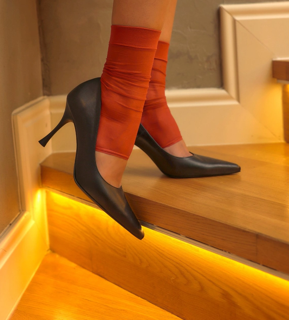 Seralen Kadın Hakiki Deri Siyah İnce Topuklu Stiletto