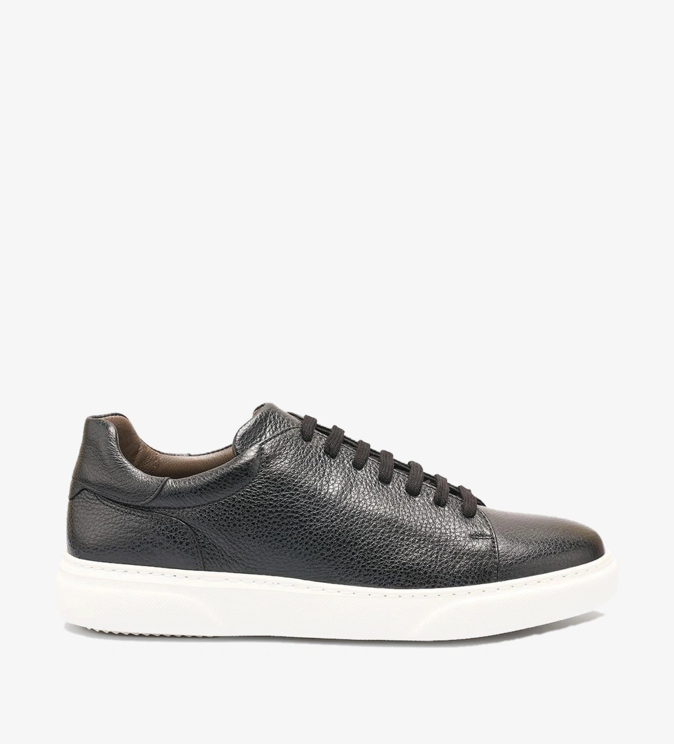 Moralen %100 Hakiki Deri Siyah Erkek Sneaker
