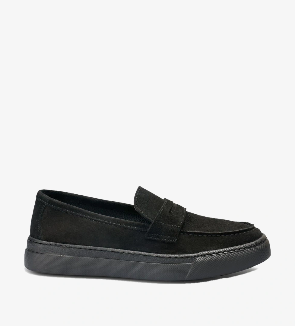 Cabani Siyah Cabani %100 Hakiki Deri Bantlı Erkek Loafer