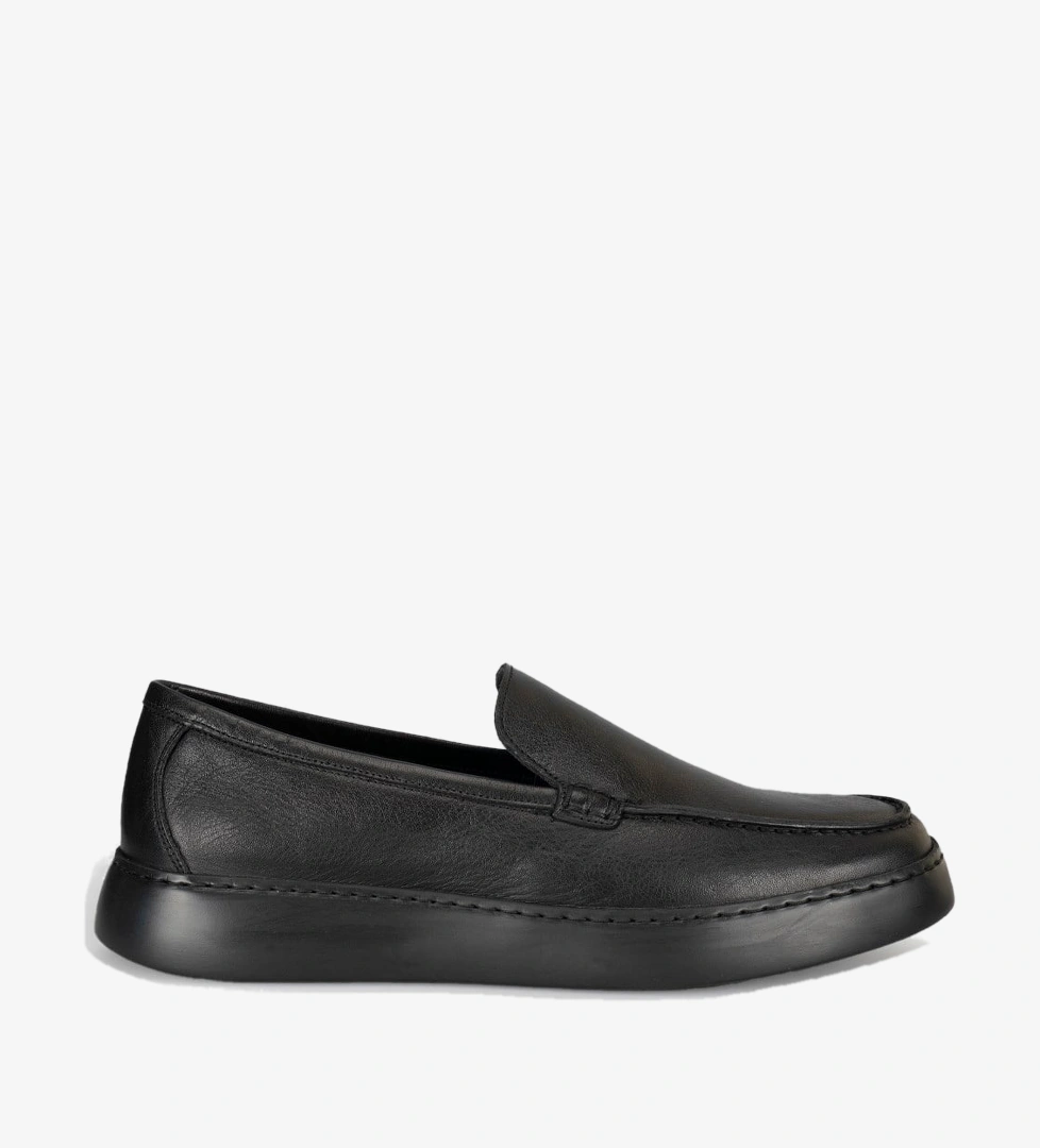 Volamo Cabani Hakiki Dana Deri Siyah Erkek Loafer Ayakkabı
