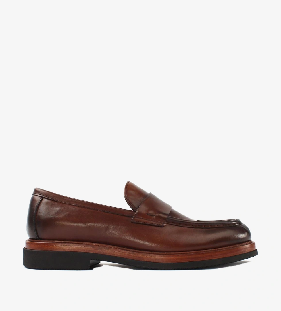 Erkek Kahverengi Deri Loafer