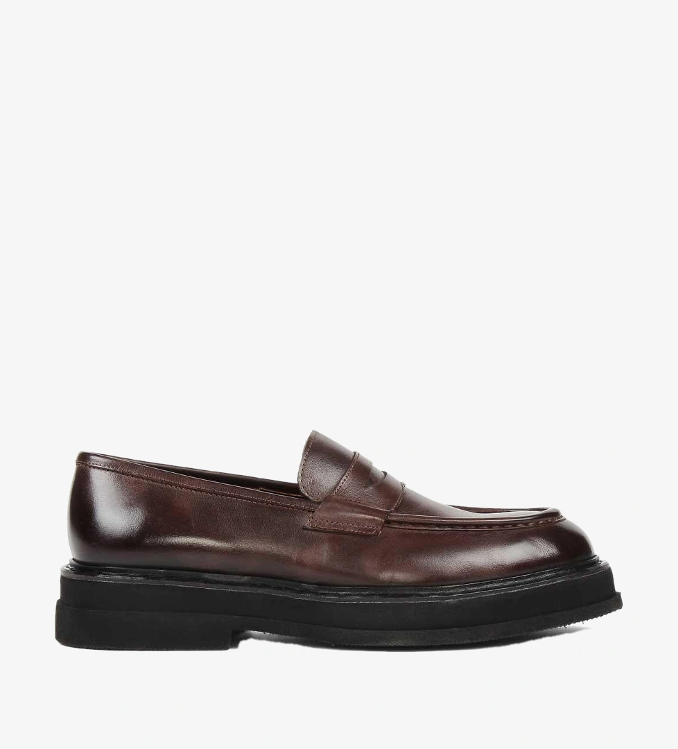 Erkek Kahverengi Deri Loafer
