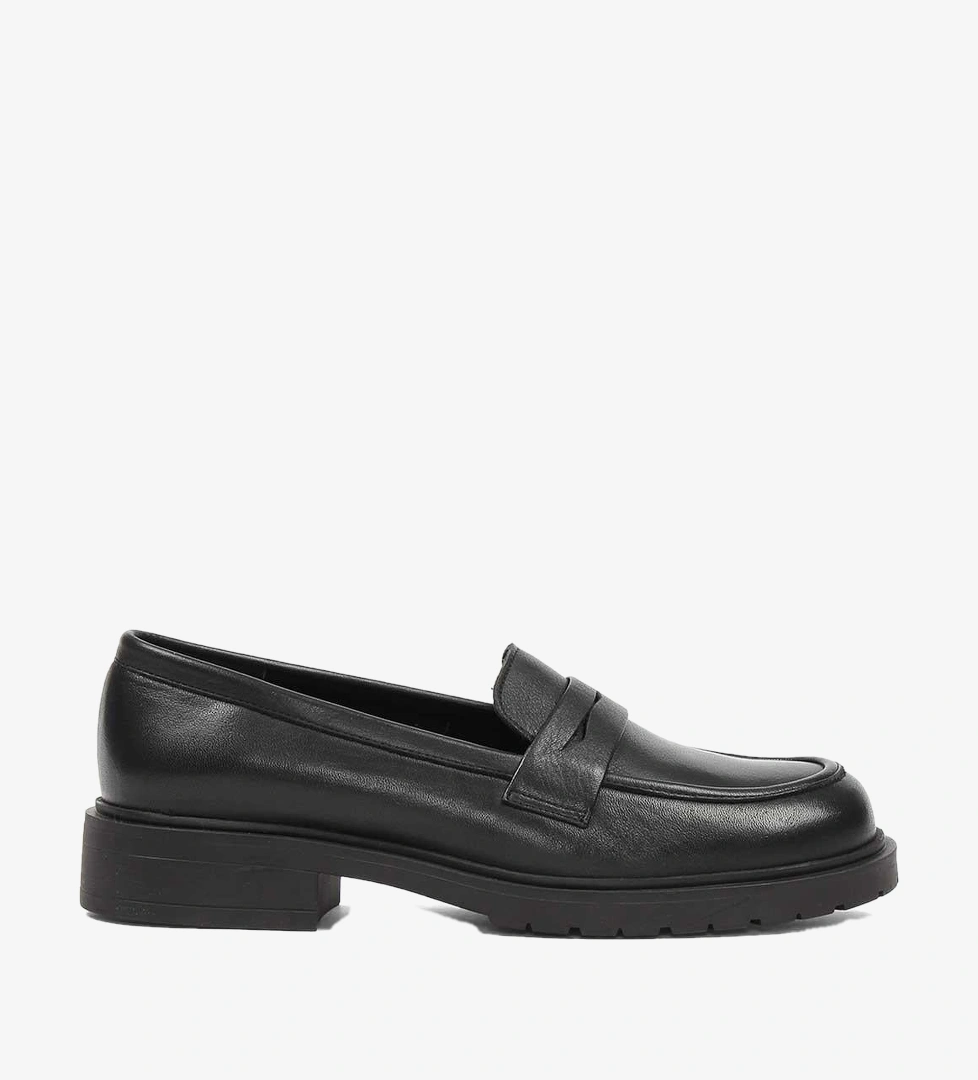 Kadın Siyah Deri Loafer