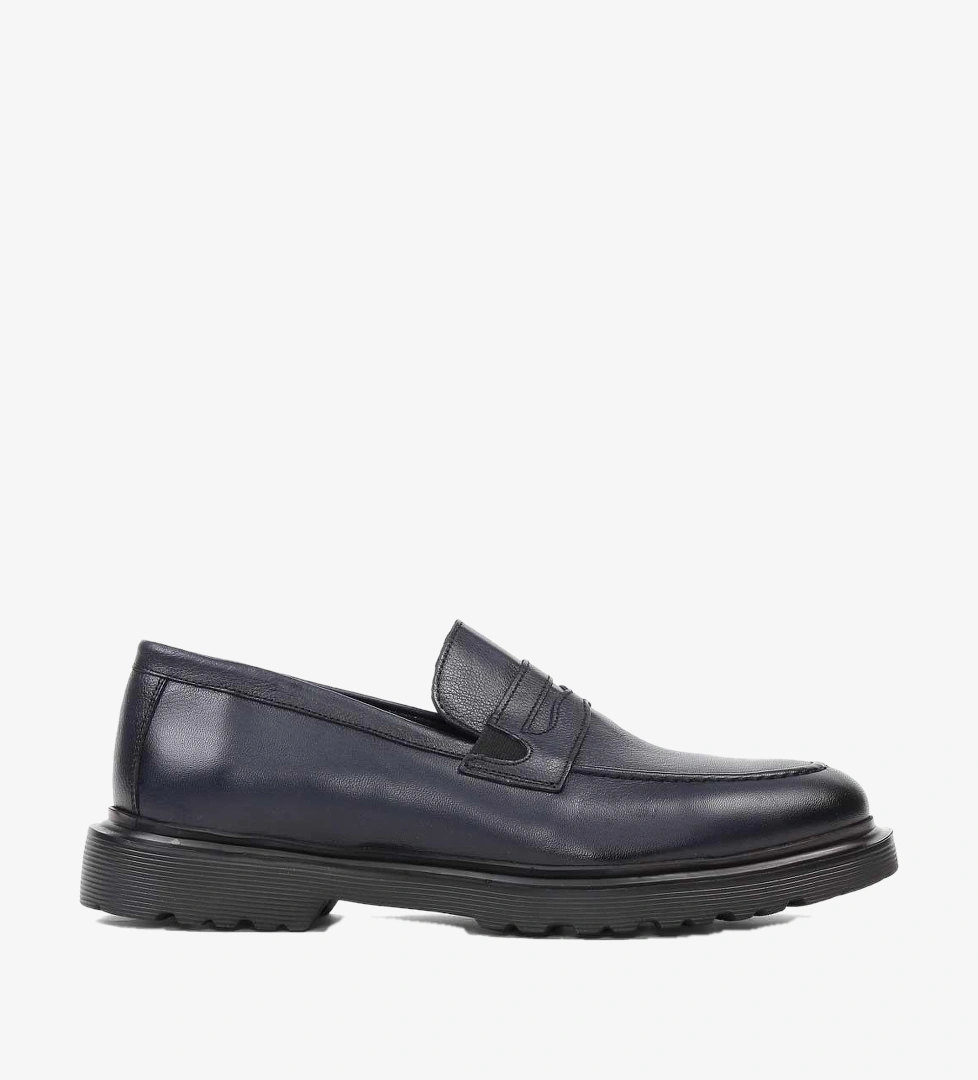Erkek Lacivert Deri Loafer