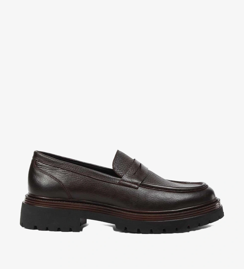 Erkek Kahverengi Deri Loafer