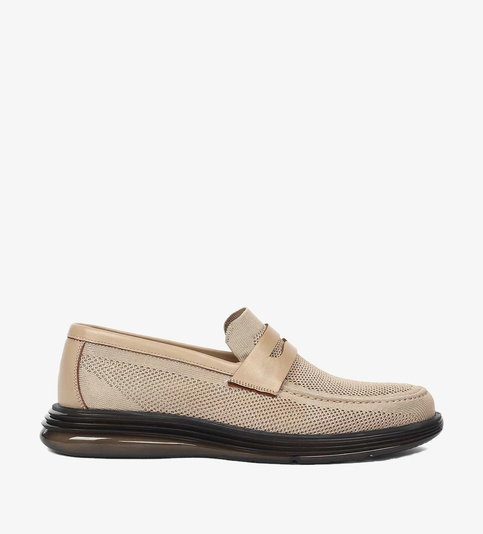 Erkek Bej Deri Loafer