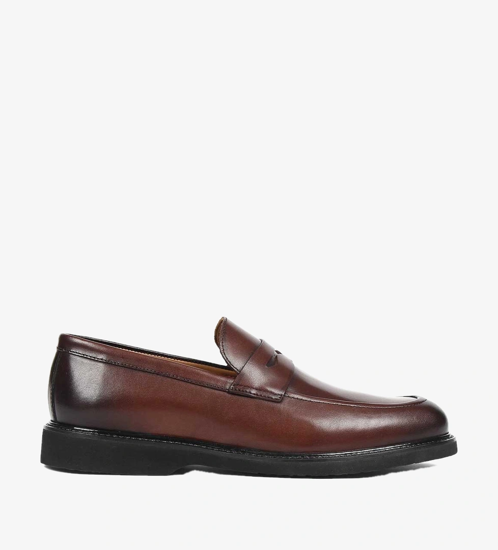 Erkek Kahverengi Deri Loafer