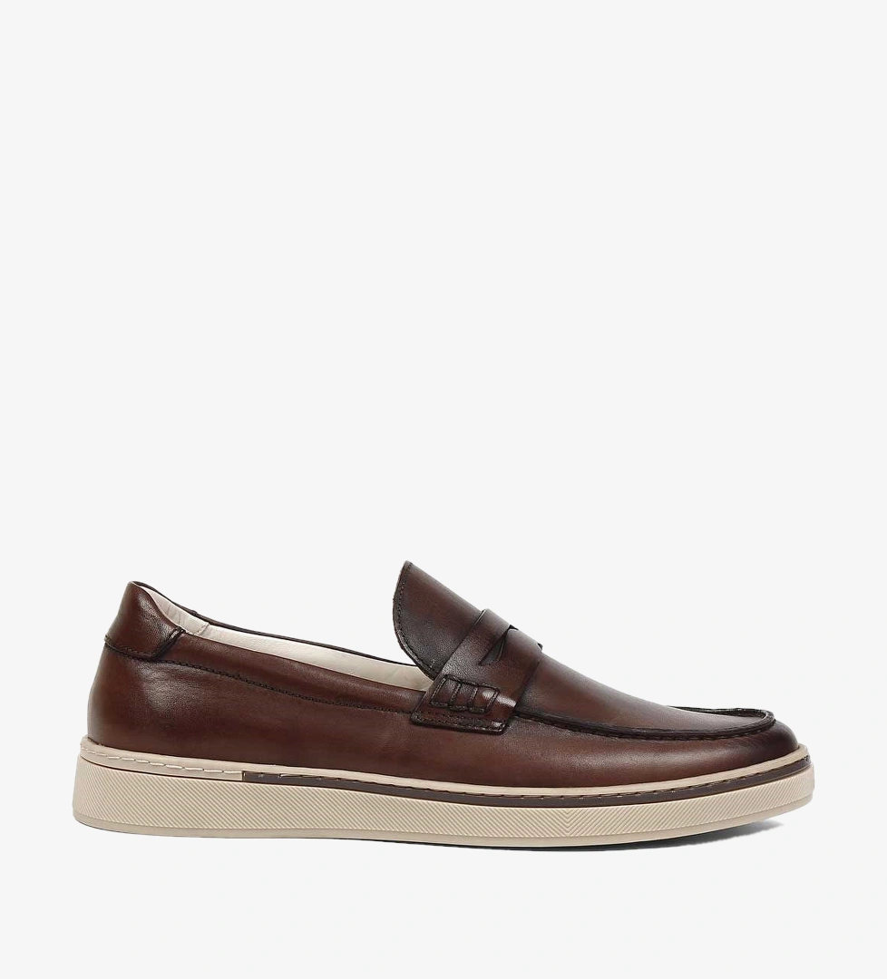Erkek Kahverengi Deri Loafer