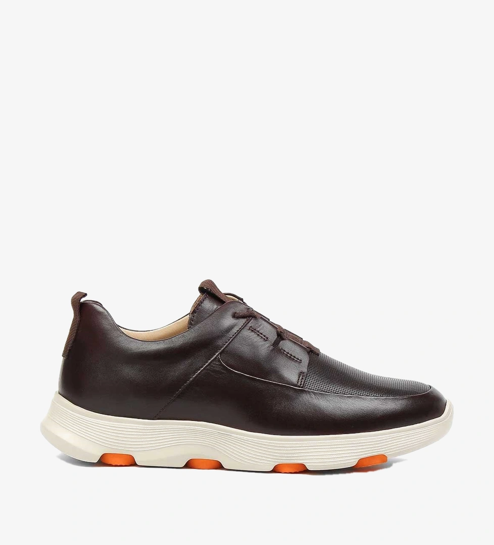 Erkek Kahverengi Deri Sneaker
