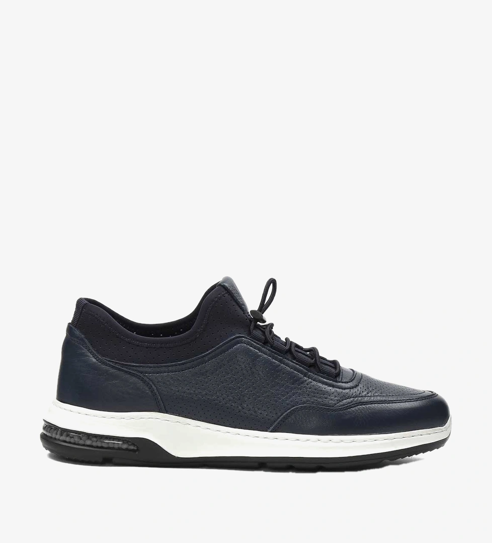 Erkek Lacivert Deri Sneaker