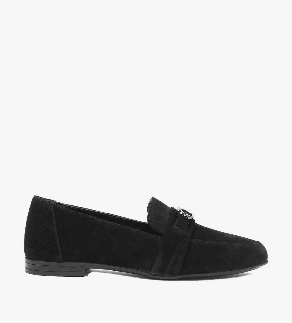 Kadın Siyah Süet Deri Loafer