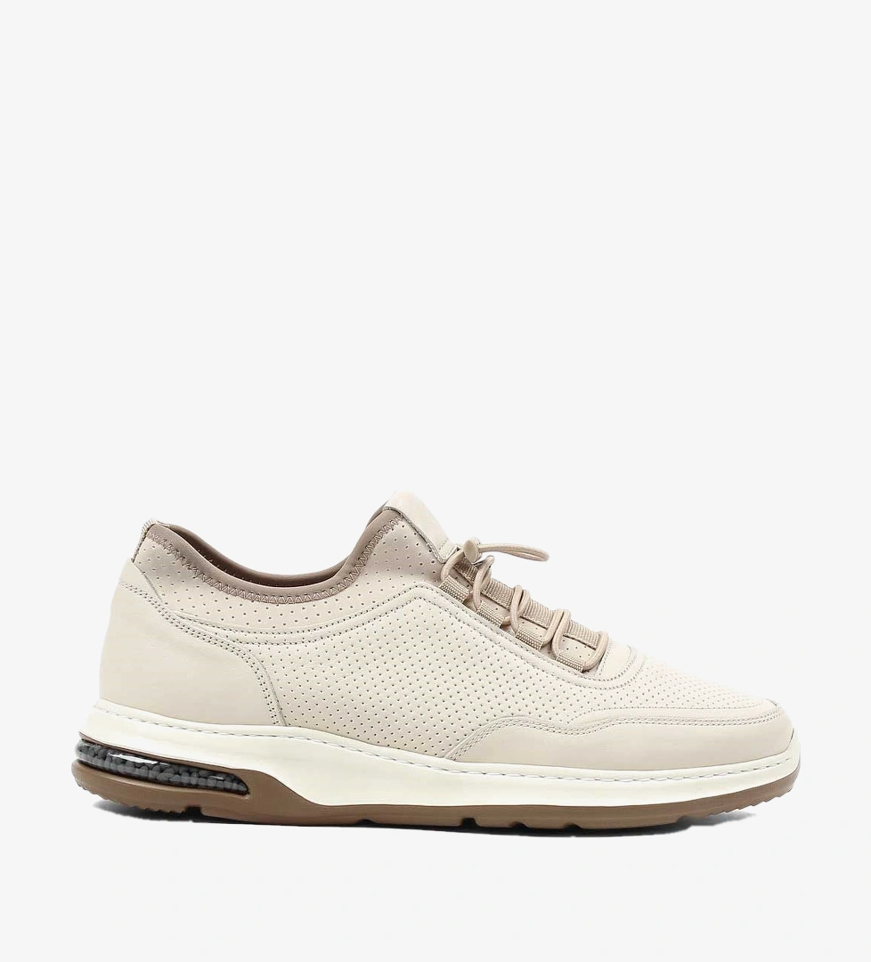 Erkek Bej Deri Sneaker