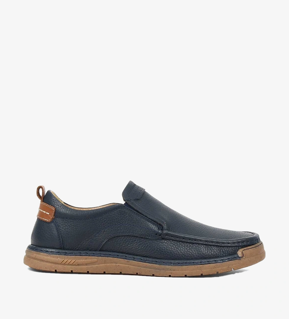 Erkek Lacivert Deri Sneaker