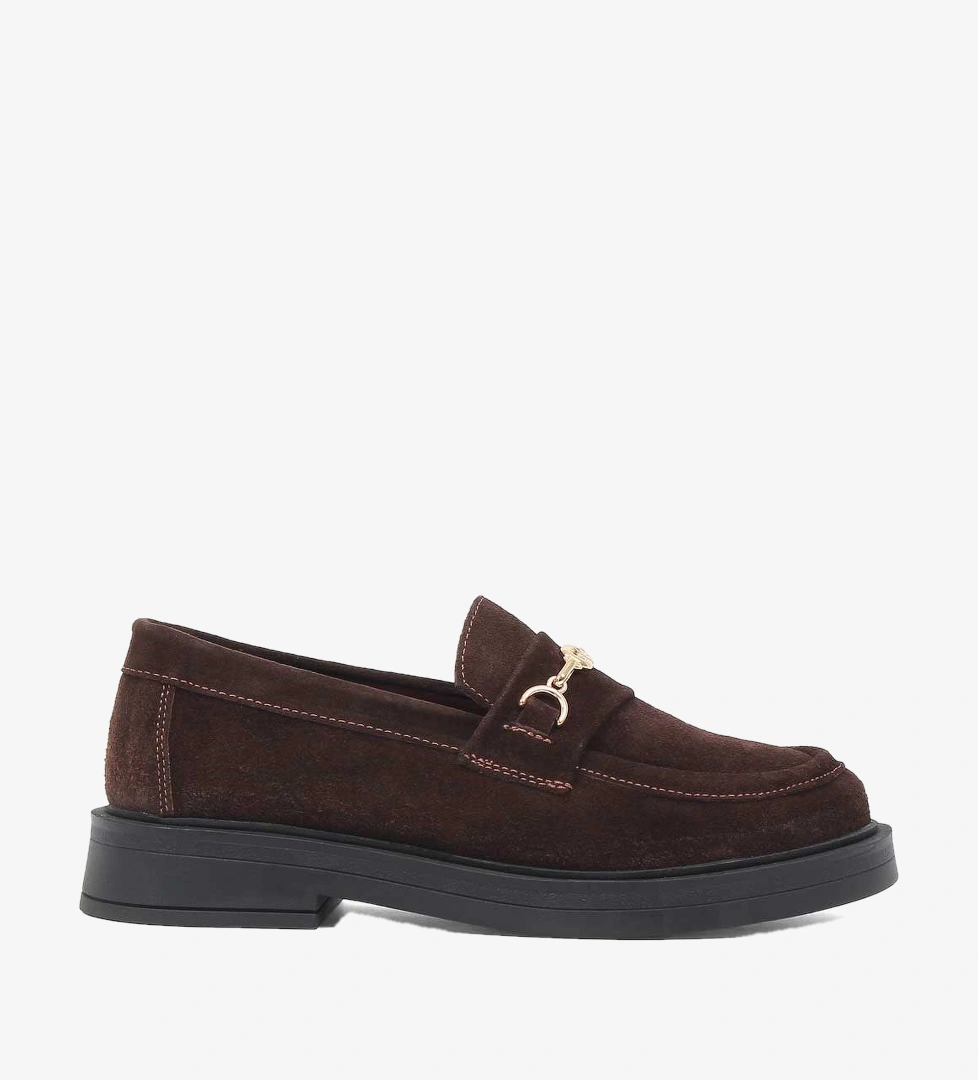 Kadın Kahverengi Süet Deri Loafer