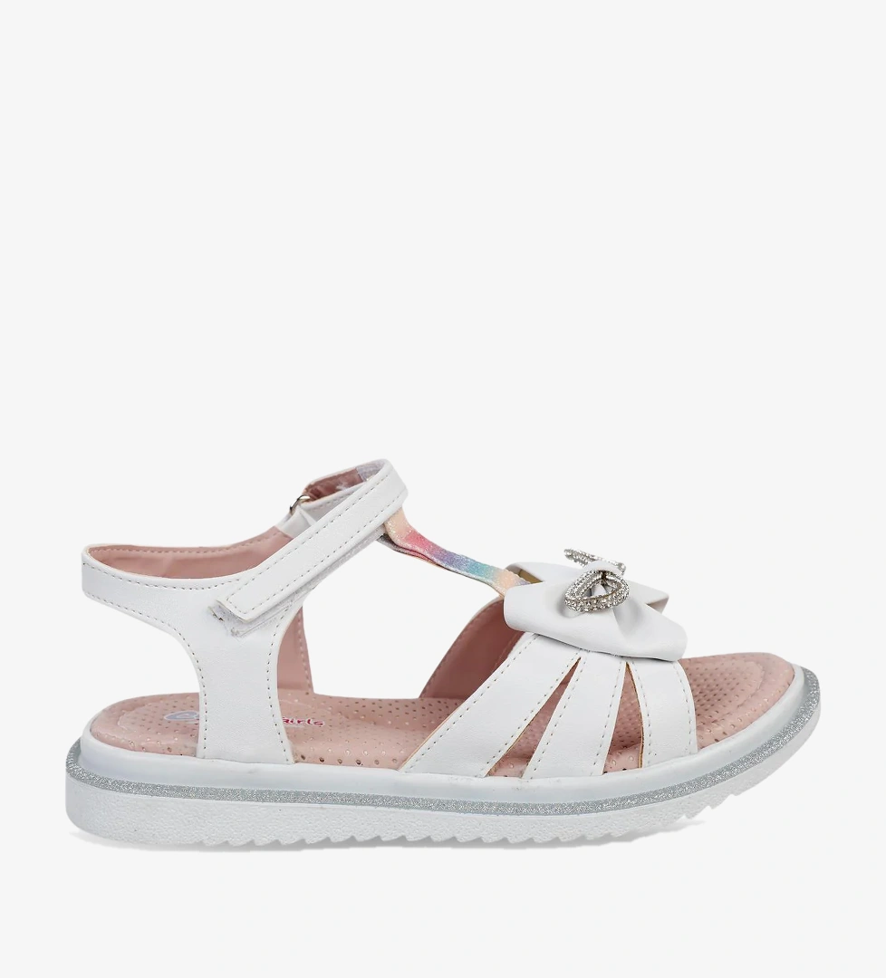 Civil Girls Fiyonklu 31-35 Numara Sandalet - Beyaz