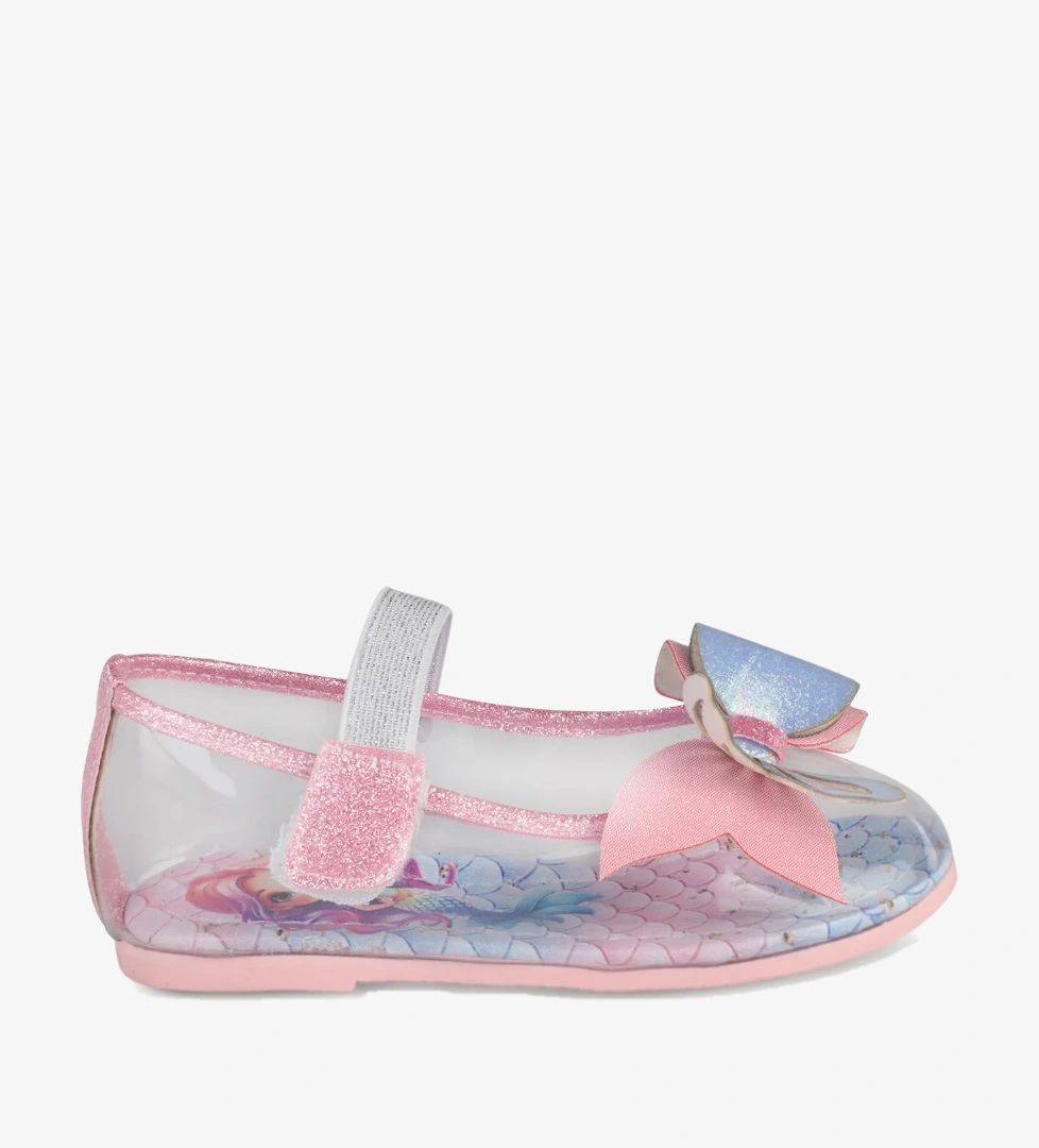 Civil Girls Şeffaf Fiyonklu 31-35 Numara Babet Ayakkabı - Pembe