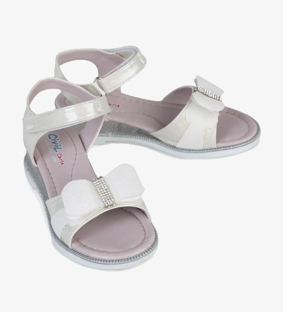 Civil Girls Fiyonk Aksesuarlı 31-36 Numara Sandalet - Gri