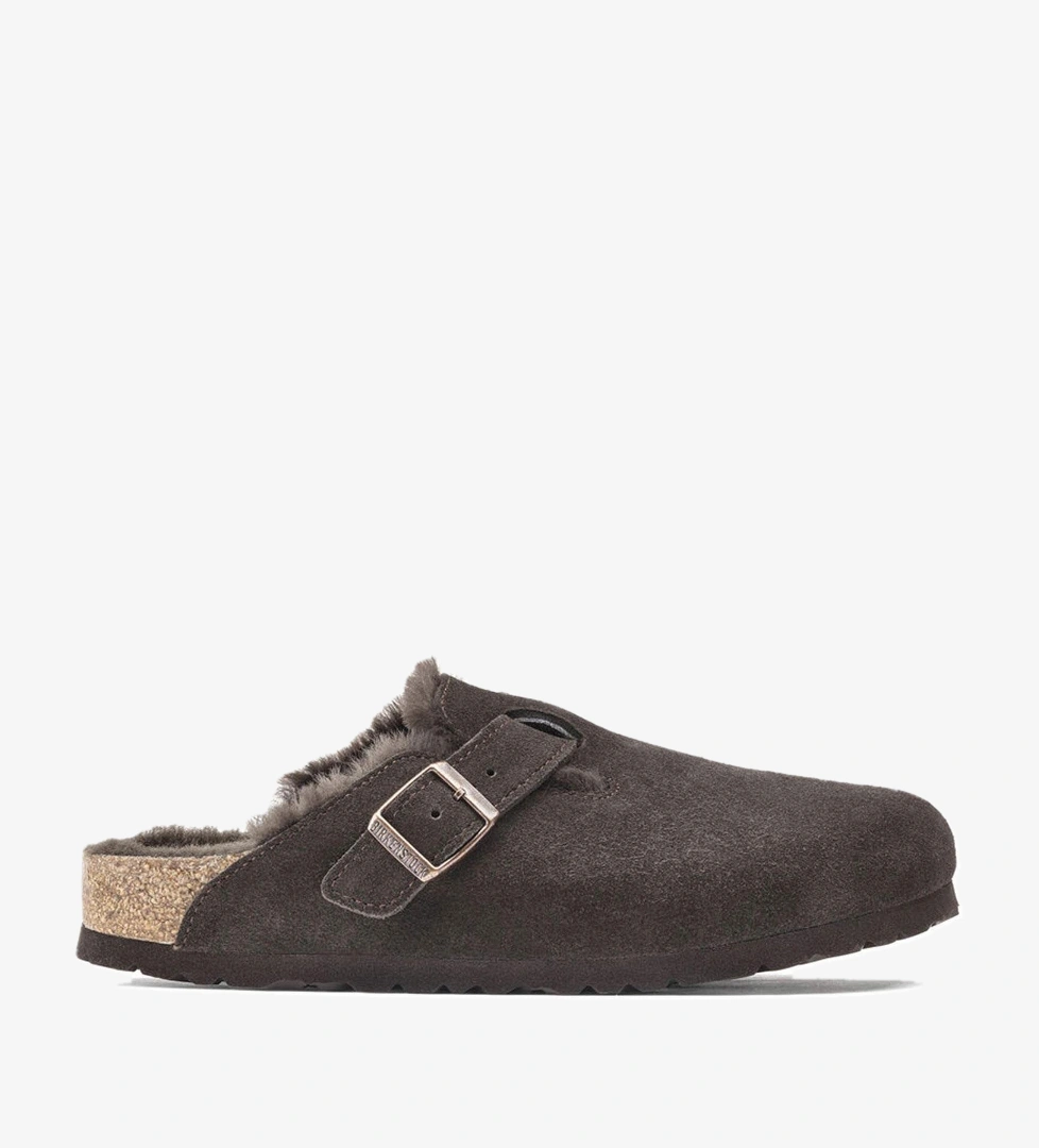 Birkenstock Boston Suede Shearling Kadın Terlik - Görsel 1