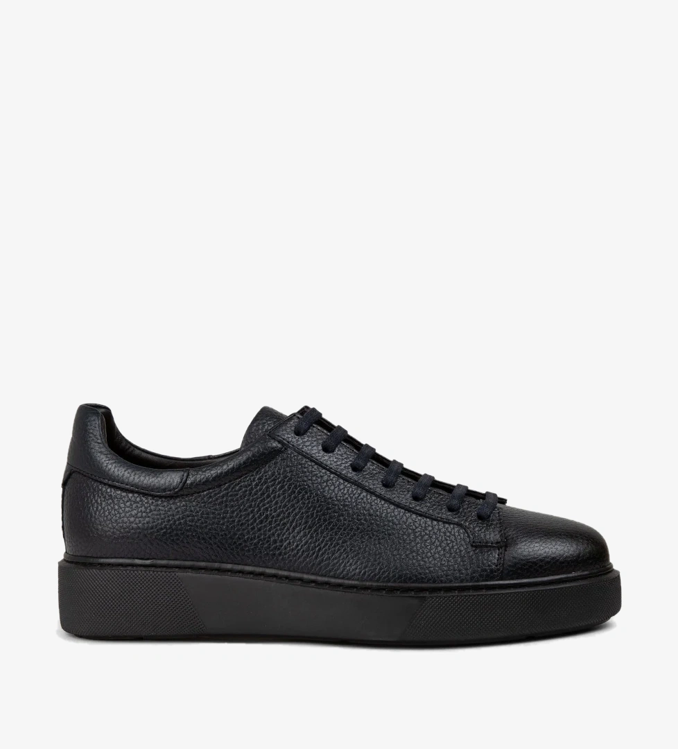 Hakiki Deri Lacivert Erkek Sneaker Ayakkabı