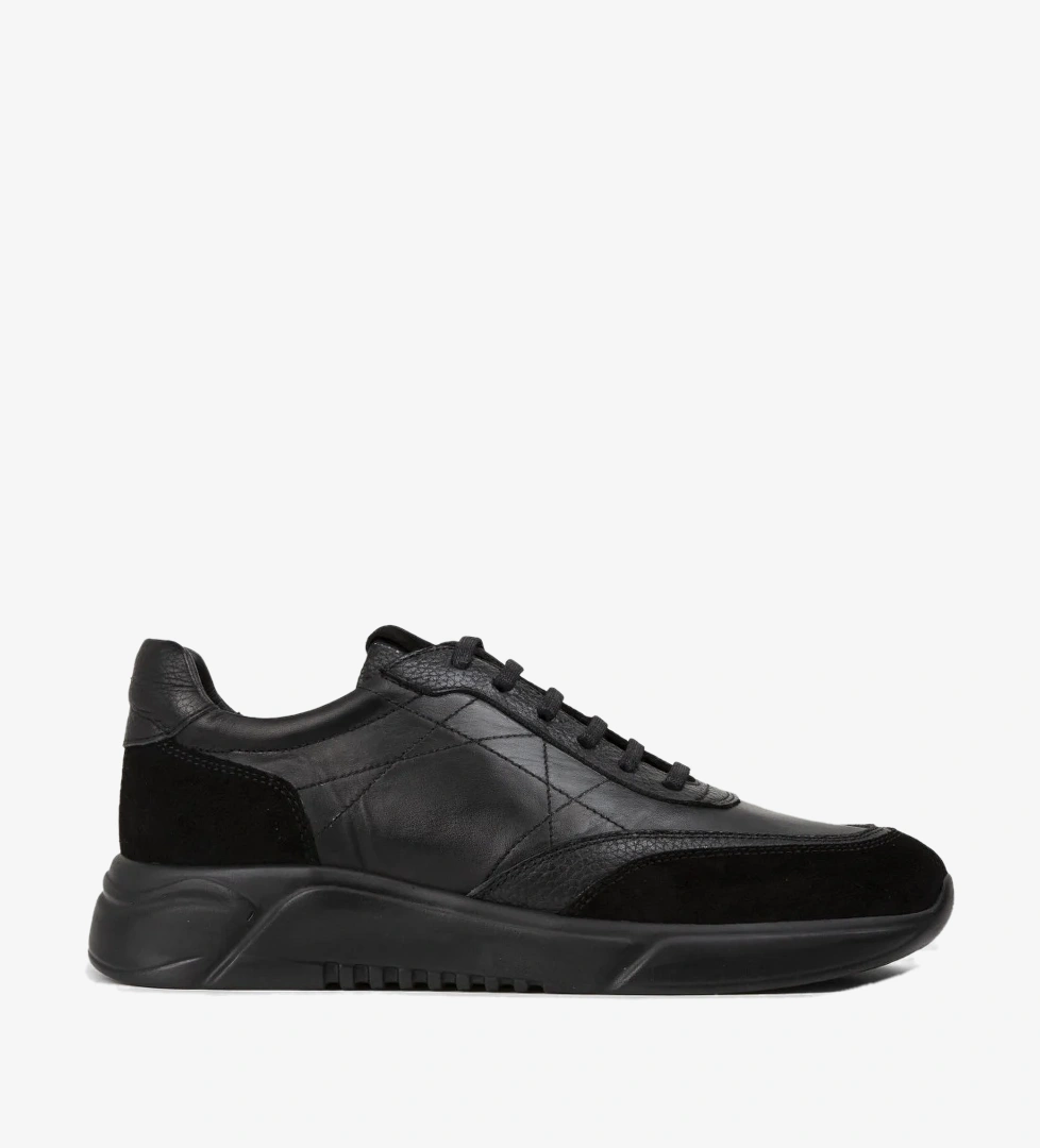 Hakiki Deri Siyah Erkek Sneaker Ayakkabı