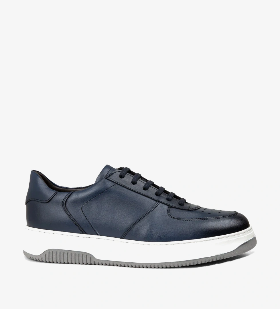 Hakiki Deri Lacivert Erkek Sneaker Ayakkabı