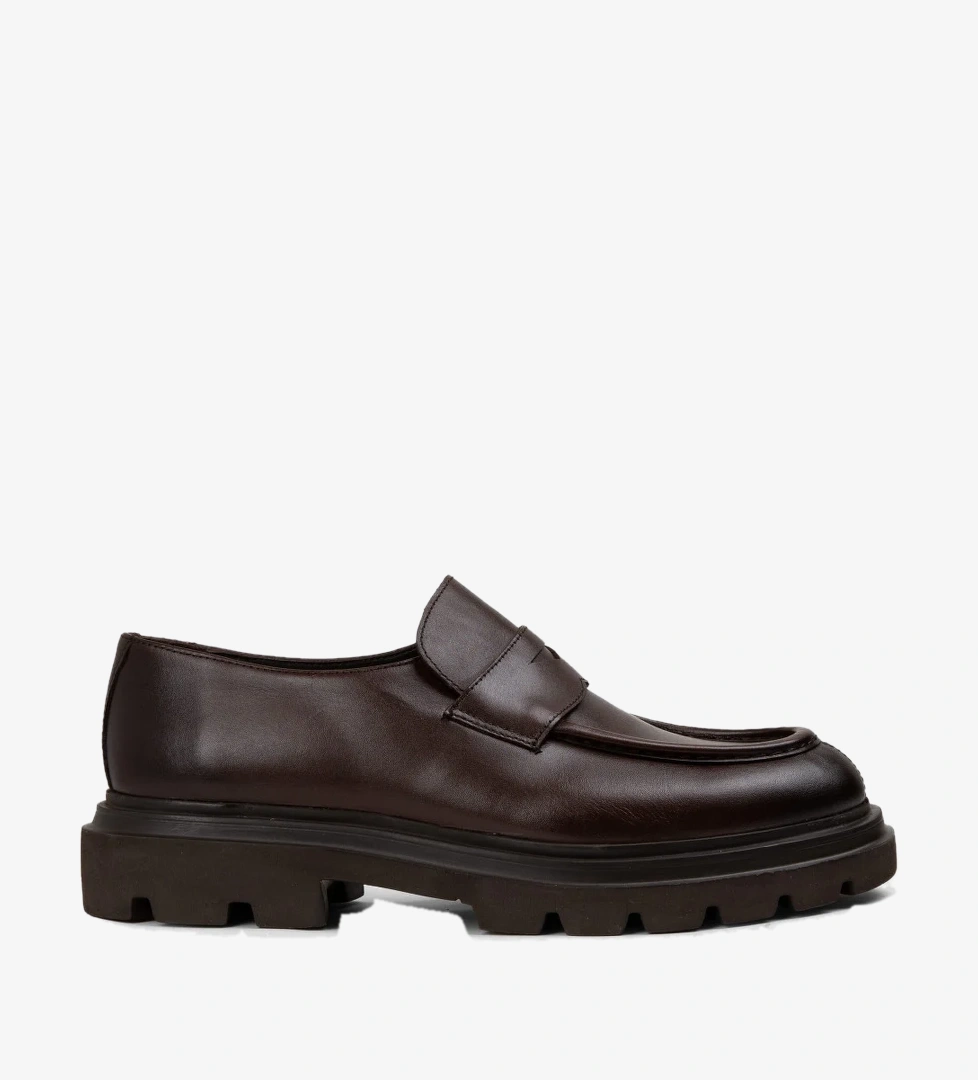 Hakiki Deri Kahverengi Erkek Loafer Ayakkabı