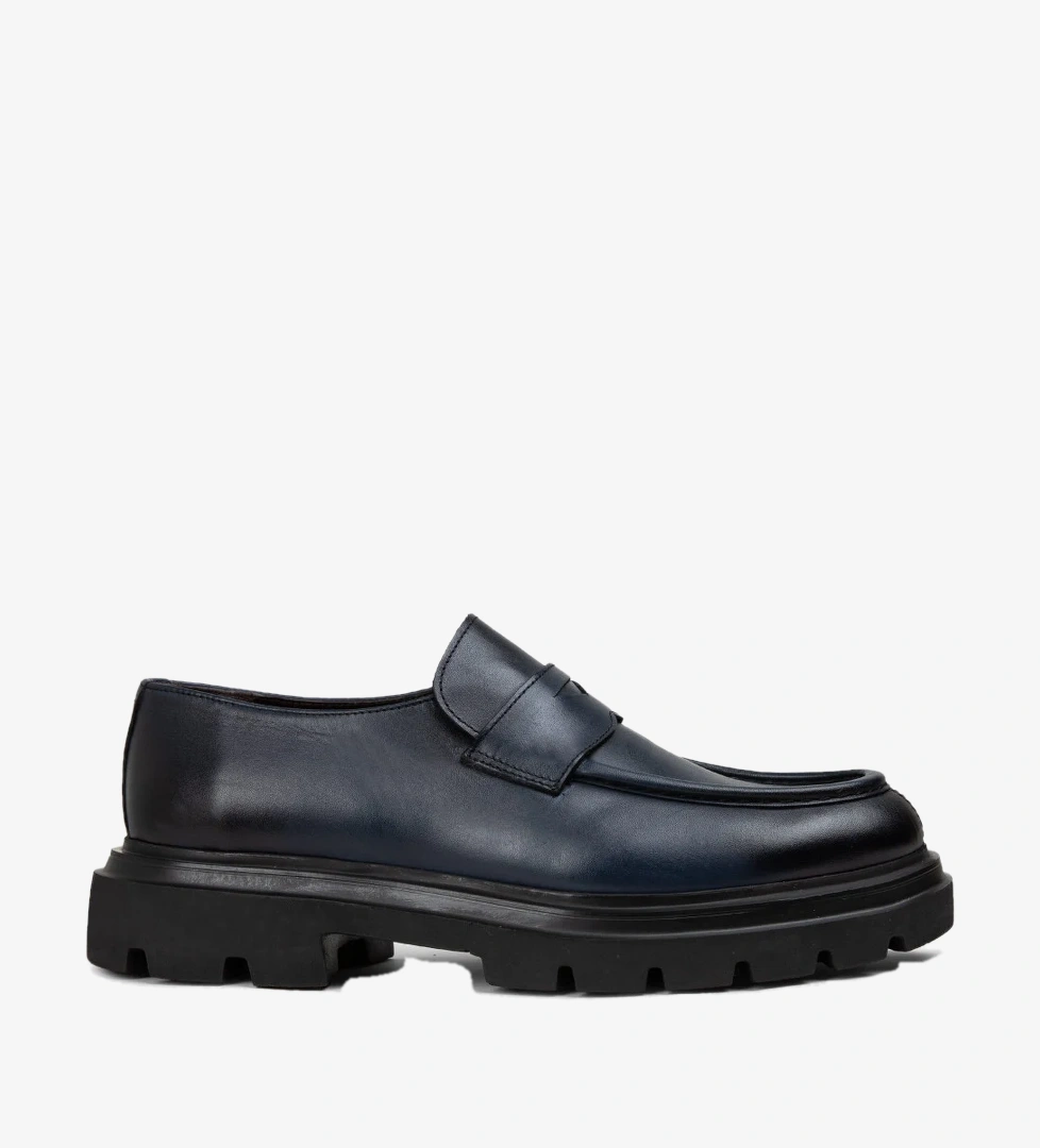 Hakiki Deri Lacivert Erkek Loafer Ayakkabı