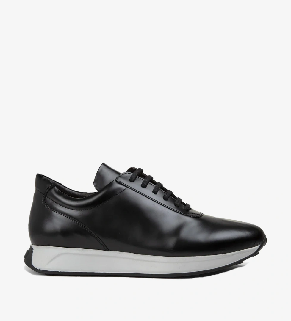 Hakiki Deri Siyah Erkek Sneaker Ayakkabı