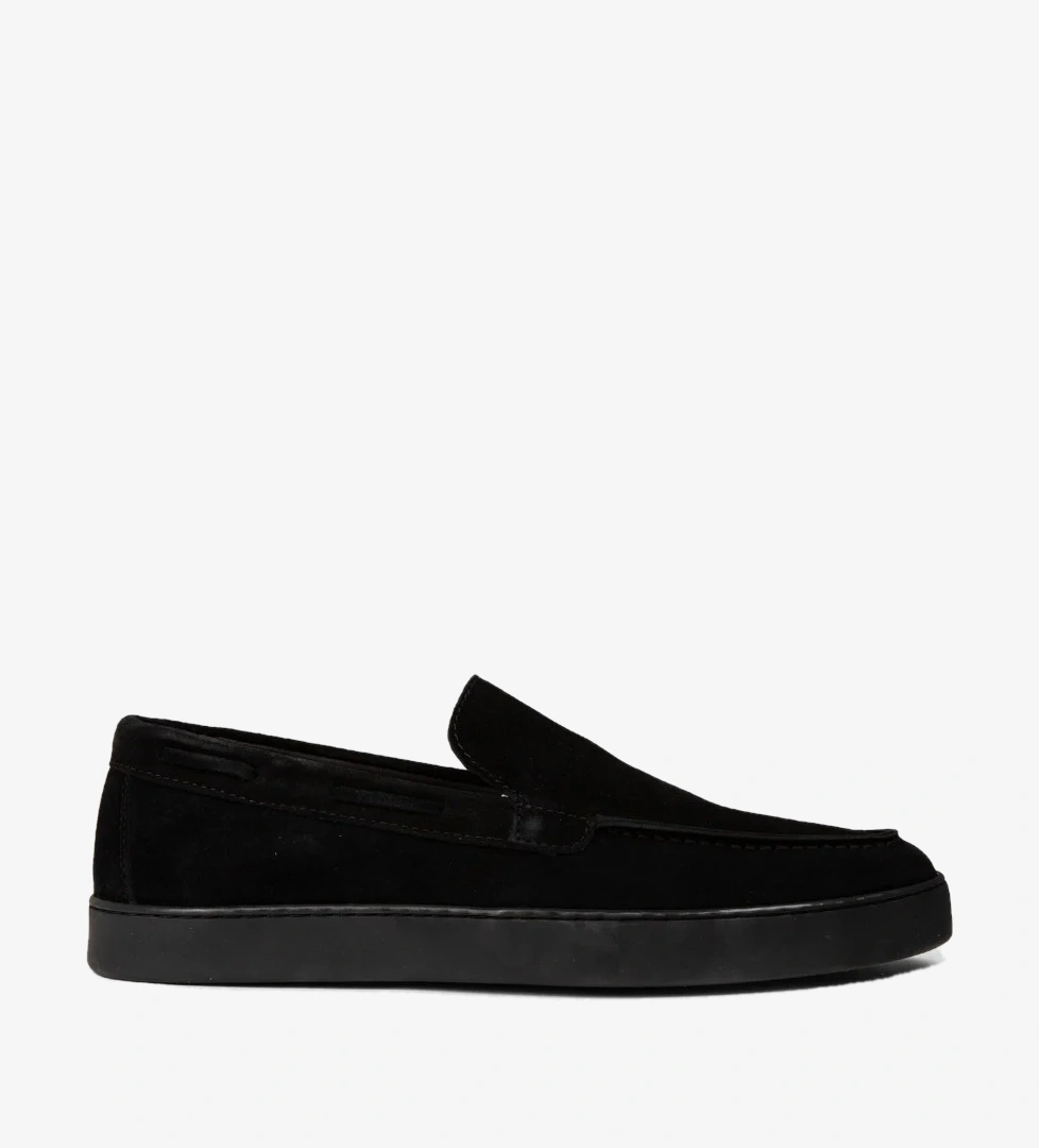Erkek Hakiki Süet Siyah Loafer Ayakkabı