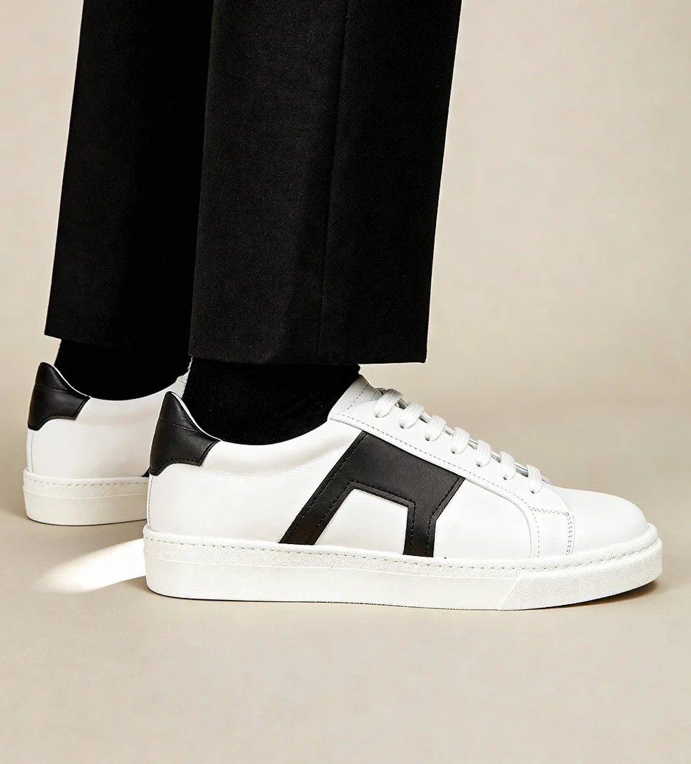 Erkek Hakiki Deri Beyaz Sneaker Ayakkabı
